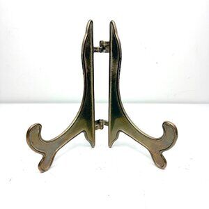 Vintage 7" Brass Display Stand Easle Plate Decor Foldable